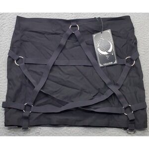 Killstar Harness Ur Power Mini Skirt Womens XXL Black Gothic Pentagram Back Zip